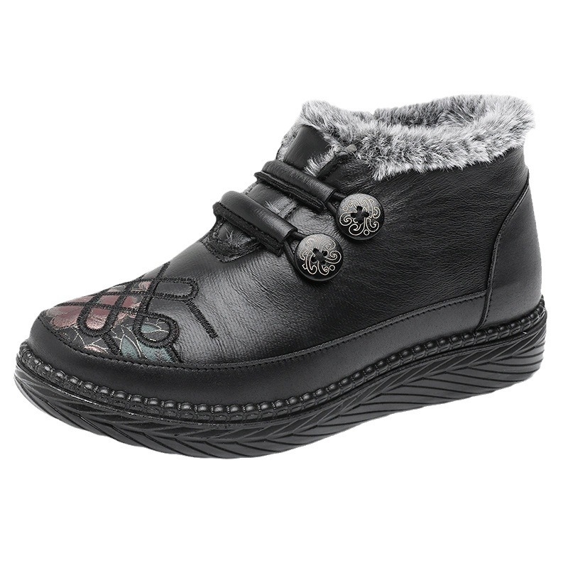 Ženske zimske cipele od pamuka, gornji dio od mikrovlakana, podstava od umjetnog pliša, potplat od poliuretana, slip-on, zaobljeni vrh