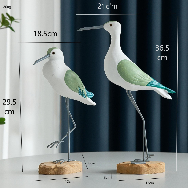 Дървен настолен декоративен елемент, морска птица, средиземноморски стил