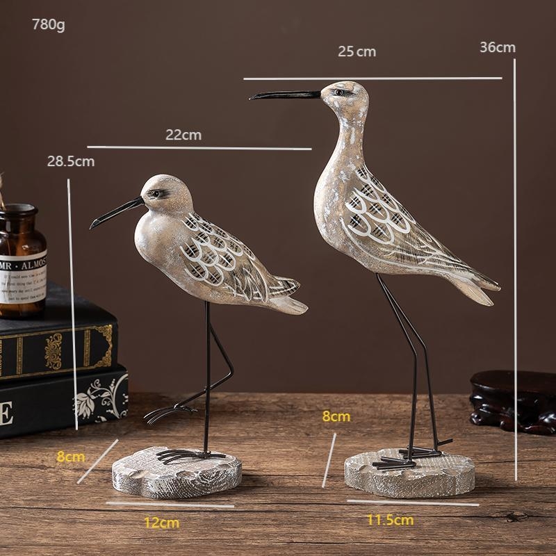 Дървен настолен декоративен елемент, морска птица, средиземноморски стил