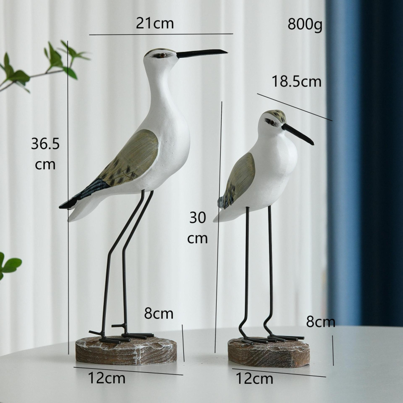 Дървен настолен декоративен елемент, морска птица, средиземноморски стил