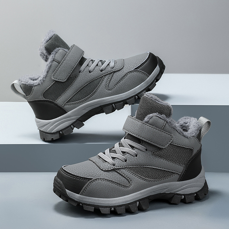 Vaikų žygio bateliai - amžius 7–16 metų, viršutinė dalis iš sintetinės odos, dryžių raštas, TPR padas, Velcro užsegimas