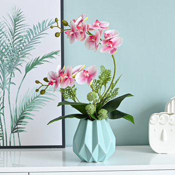 Dirbtinė Phalaenopsis orchidėja svetainei, šilko gėlė, dekoratyvinė gėlių kompozicija