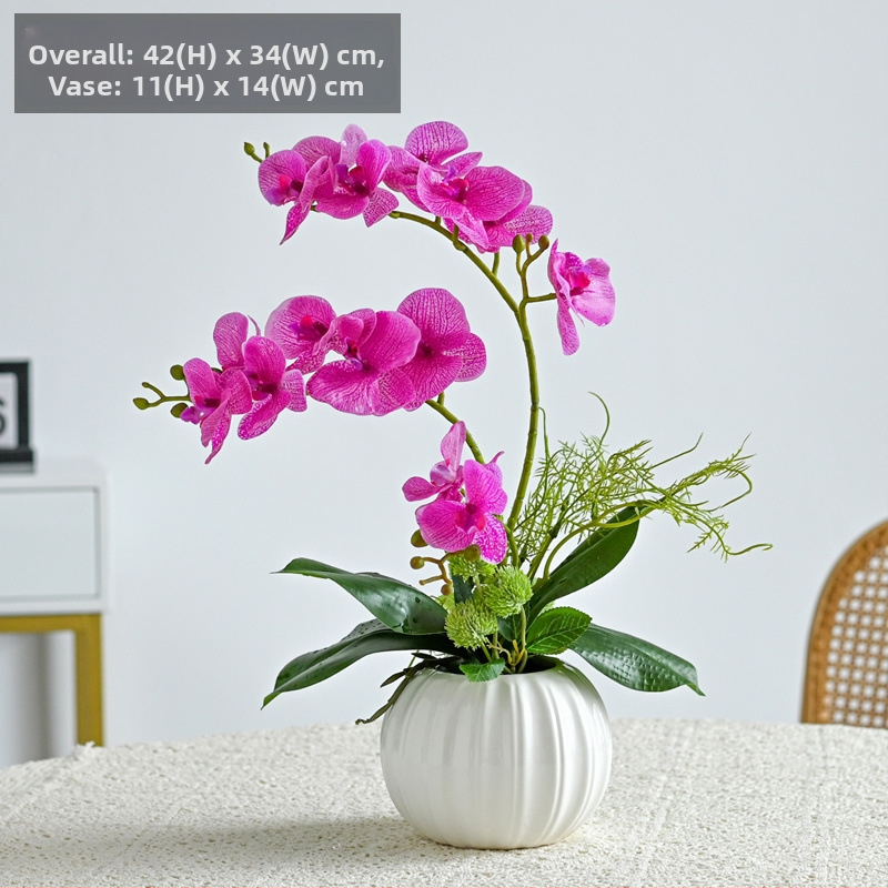 Dirbtinė Phalaenopsis orchidėja svetainei, šilko gėlė, dekoratyvinė gėlių kompozicija