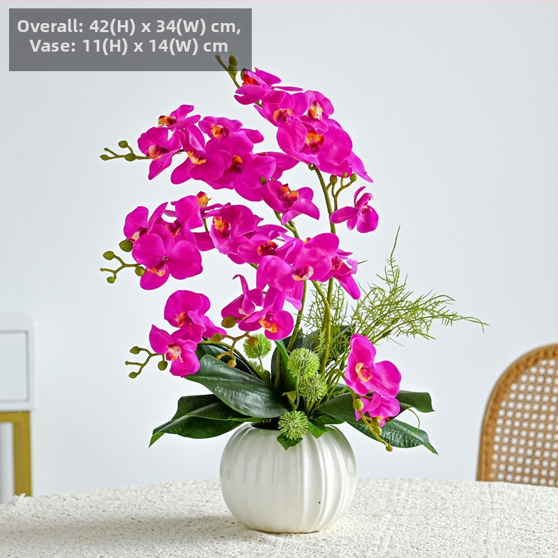 Dirbtinė Phalaenopsis orchidėja svetainei, šilko gėlė, dekoratyvinė gėlių kompozicija