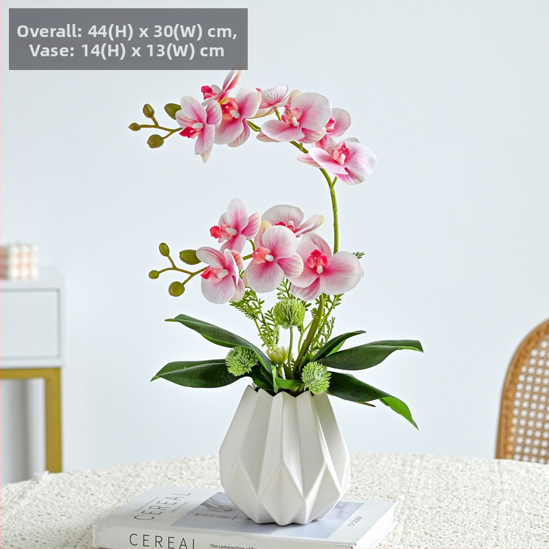 Dirbtinė Phalaenopsis orchidėja svetainei, šilko gėlė, dekoratyvinė gėlių kompozicija
