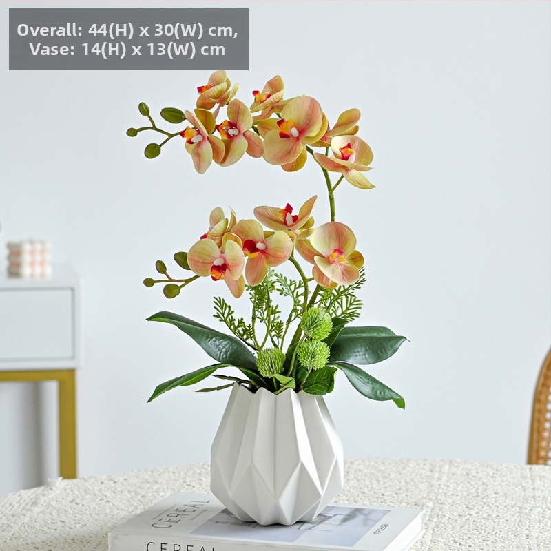 Dirbtinė Phalaenopsis orchidėja svetainei, šilko gėlė, dekoratyvinė gėlių kompozicija