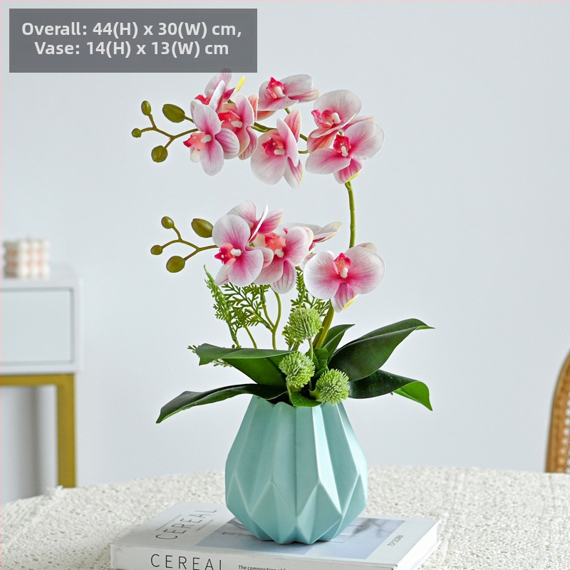 Dirbtinė Phalaenopsis orchidėja svetainei, šilko gėlė, dekoratyvinė gėlių kompozicija