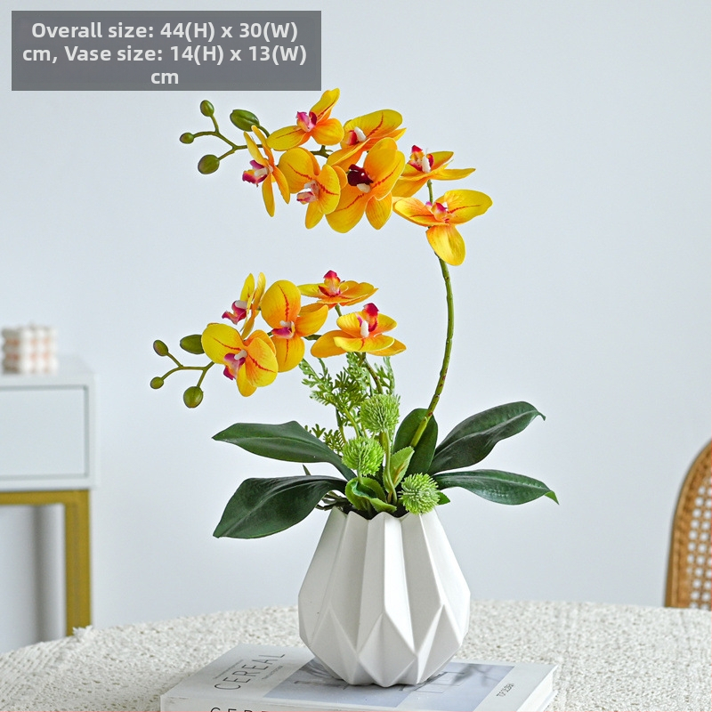Dirbtinė Phalaenopsis orchidėja svetainei, šilko gėlė, dekoratyvinė gėlių kompozicija