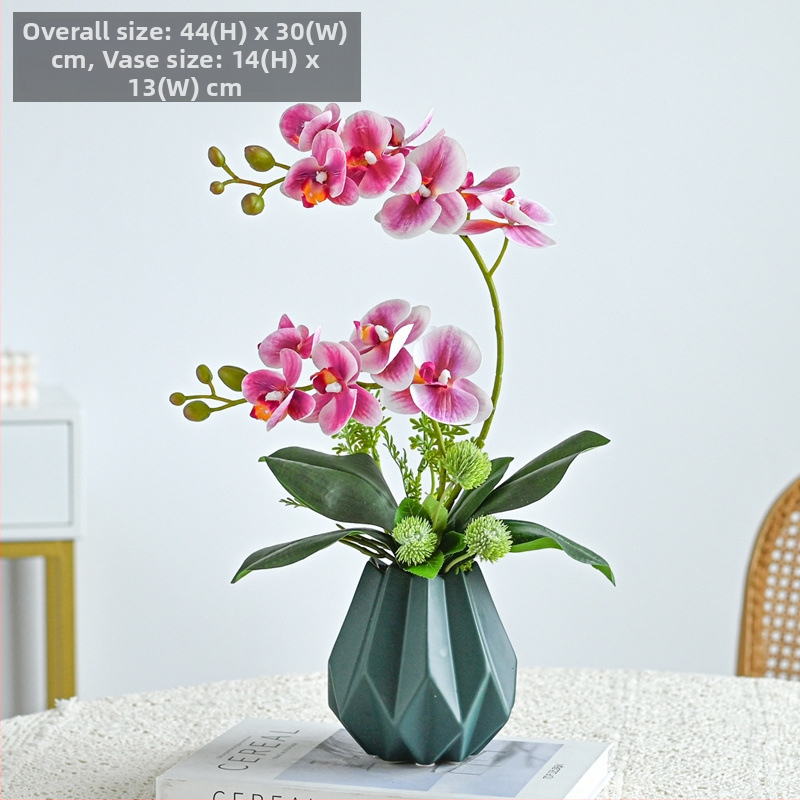 Dirbtinė Phalaenopsis orchidėja svetainei, šilko gėlė, dekoratyvinė gėlių kompozicija