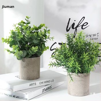 Dirbtinis eukalipto augalas staliniam dekorui su flokingo tekstūra, Daisy veislė, medžiaga: Kita, prekės ženklas: Kita