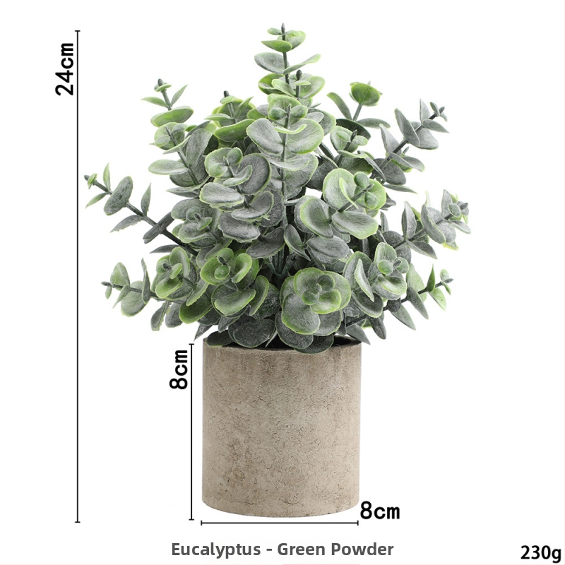 Dirbtinis eukalipto augalas staliniam dekorui su flokingo tekstūra, Daisy veislė, medžiaga: Kita, prekės ženklas: Kita