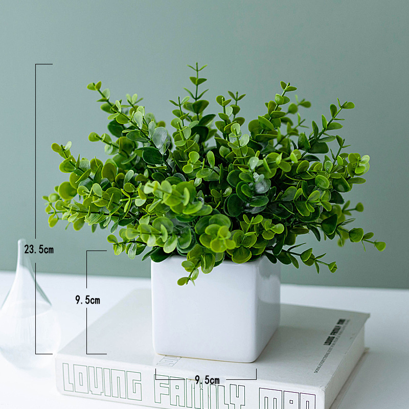 Dirbtinis eukalipto augalas staliniam dekorui su flokingo tekstūra, Daisy veislė, medžiaga: Kita, prekės ženklas: Kita