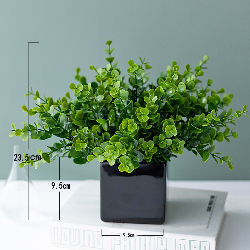 Dirbtinis eukalipto augalas staliniam dekorui su flokingo tekstūra, Daisy veislė, medžiaga: Kita, prekės ženklas: Kita