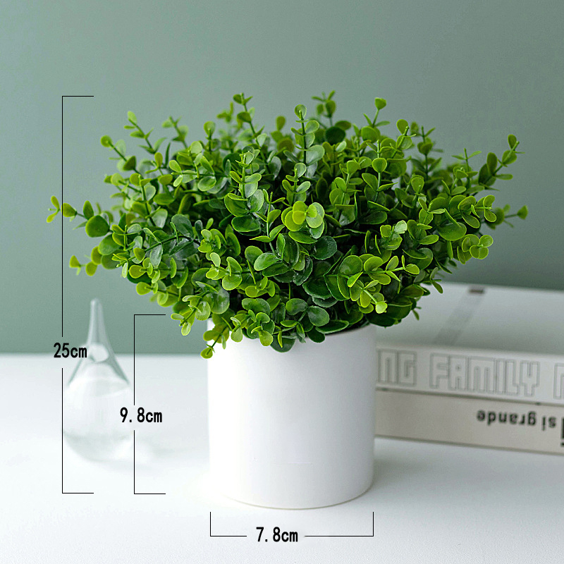 Dirbtinis eukalipto augalas staliniam dekorui su flokingo tekstūra, Daisy veislė, medžiaga: Kita, prekės ženklas: Kita