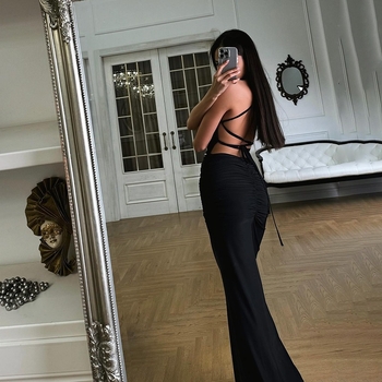 Βαμβάκι Mercerized, halter-neck, χωρίς μανίκια, μακριά φόρεμα, ένα κομμάτι