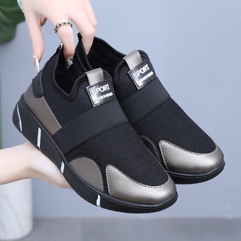 Női slip-on mindennapi cipő kerek orrú, pamut felsőrész, PVC talp, Goodyear konstrukció