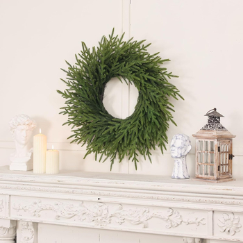 Durų kabinamas Kalėdinis vainikas, 13 šakų šiaurinis pušies vainikas, plastikas, šiuolaikinis minimalistinis stilius, pusiau rankinis/pusiau mechaninis gamyba, Kaijin Craft