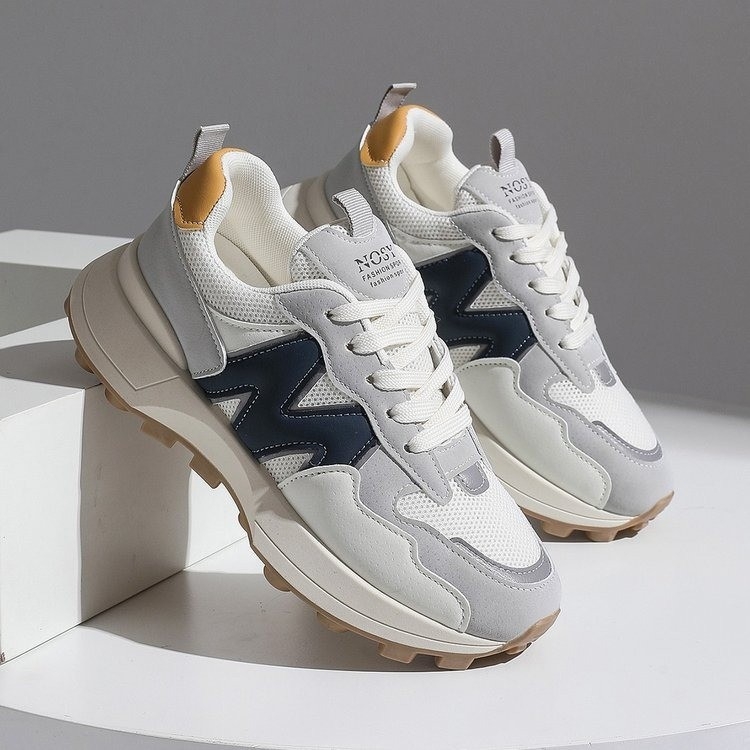 Női Dad Shoes PU+mesh felsőrész, gumírozott talp, fűzős zárás, 3–5 cm sarokmagasság, alacsony profil