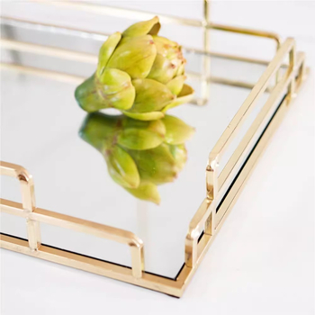 Metalo arbatos padėklas, elektroplatintas paviršius, šviesus prabangos stilius, pritaikomas, dovana tinkama