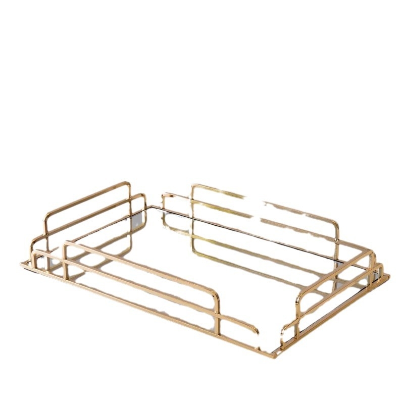 Metalo arbatos padėklas, elektroplatintas paviršius, šviesus prabangos stilius, pritaikomas, dovana tinkama