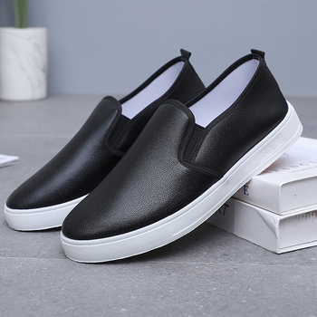 Unisex Slip-On darbo batai iš PU odos, kvėpuojantys, gumos pada, žemas profilis (kvėpuojantys, Slip-On, PU oda viršus, gumos pada, žemas profilis)