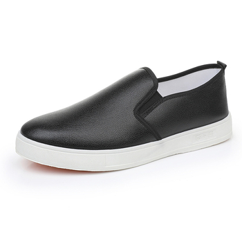 Unisex Slip-On darbo batai iš PU odos, kvėpuojantys, gumos pada, žemas profilis (kvėpuojantys, Slip-On, PU oda viršus, gumos pada, žemas profilis)