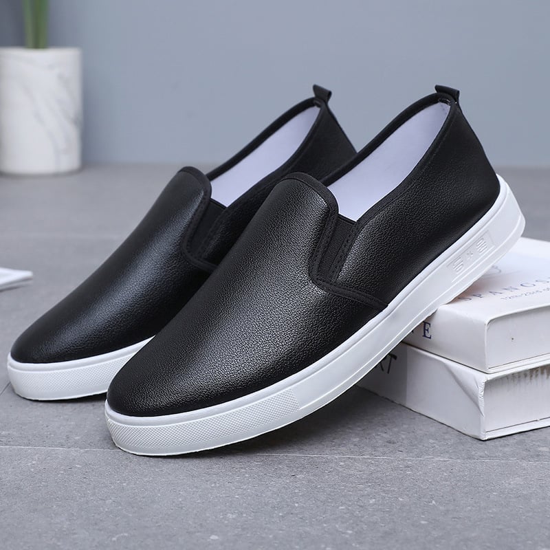 Unisex Slip-On darbo batai iš PU odos, kvėpuojantys, gumos pada, žemas profilis (kvėpuojantys, Slip-On, PU oda viršus, gumos pada, žemas profilis)
