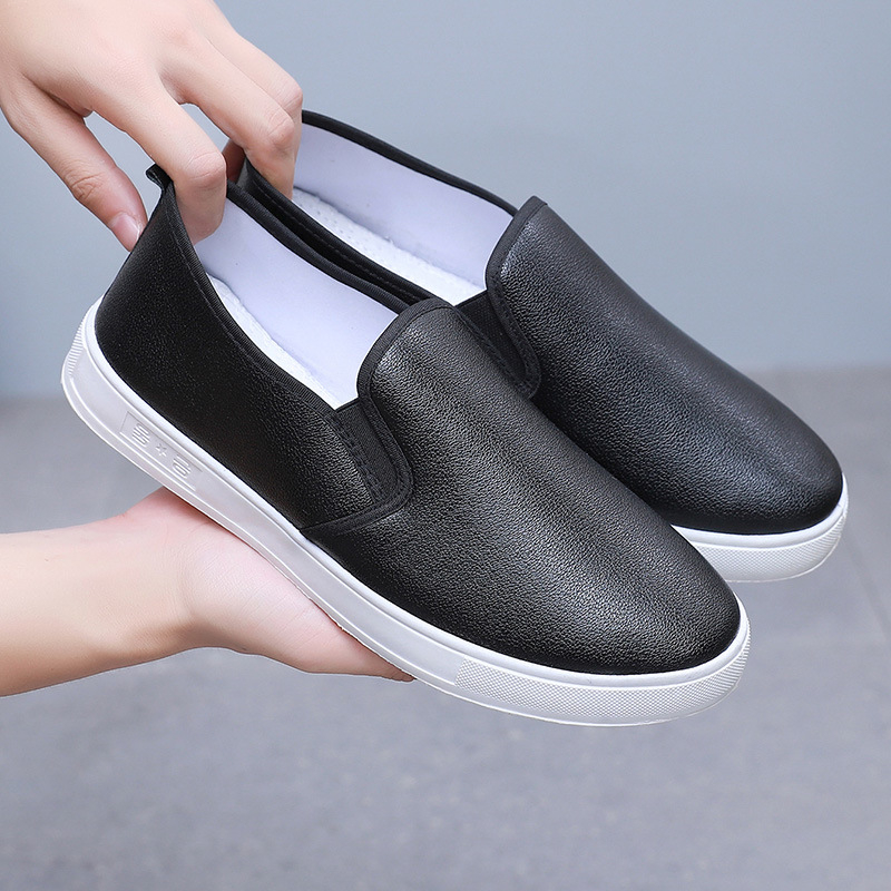 Unisex Slip-On darbo batai iš PU odos, kvėpuojantys, gumos pada, žemas profilis (kvėpuojantys, Slip-On, PU oda viršus, gumos pada, žemas profilis)