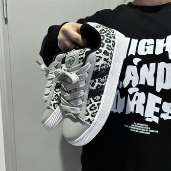 Moteriški sportbačiai su leopardiniu raštu, satin viršus, žemas profilis, raišteliai, kasdieniai bateliai su guma padu