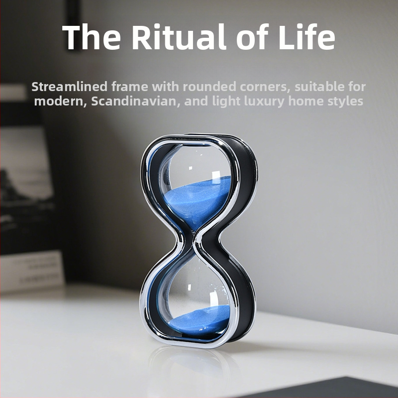 30 minučių smėlio laikrodis – rankų darbo stiklo dekoracija, lengvo prabanga stilius, namų ir biuro dekoravimui