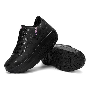 Zimske ženske cipele od pamuka sa gornjim dijelom od umjetne kože i srednjim visinom potpetice 3–5 cm