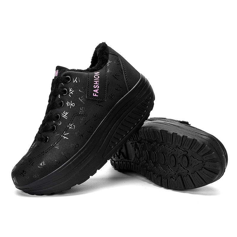 Zimske ženske cipele od pamuka sa gornjim dijelom od umjetne kože i srednjim visinom potpetice 3–5 cm