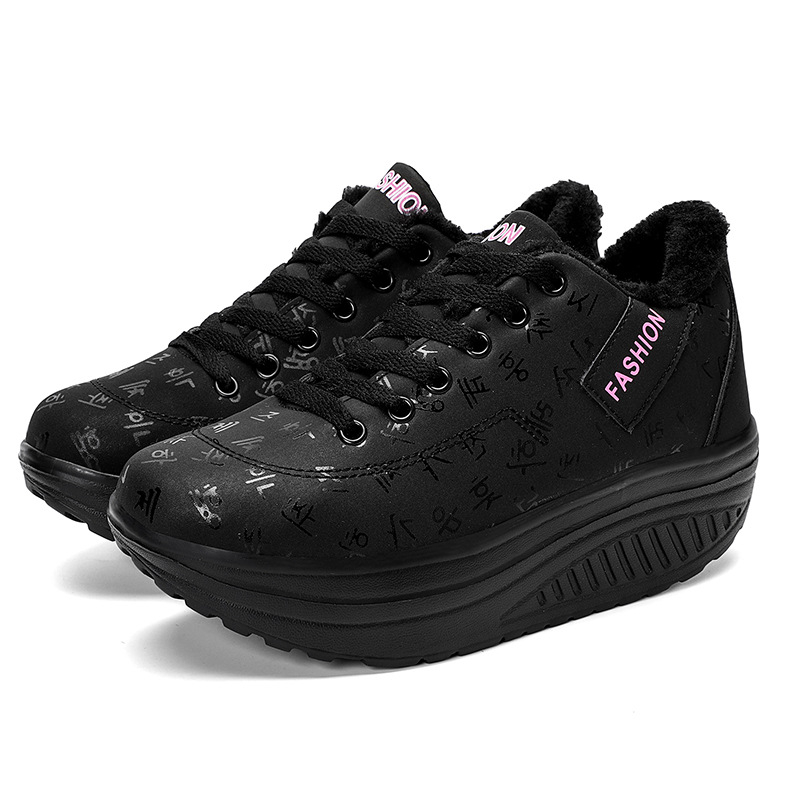 Zimske ženske cipele od pamuka sa gornjim dijelom od umjetne kože i srednjim visinom potpetice 3–5 cm