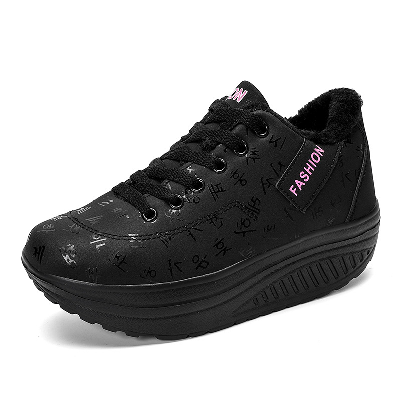 Zimske ženske cipele od pamuka sa gornjim dijelom od umjetne kože i srednjim visinom potpetice 3–5 cm