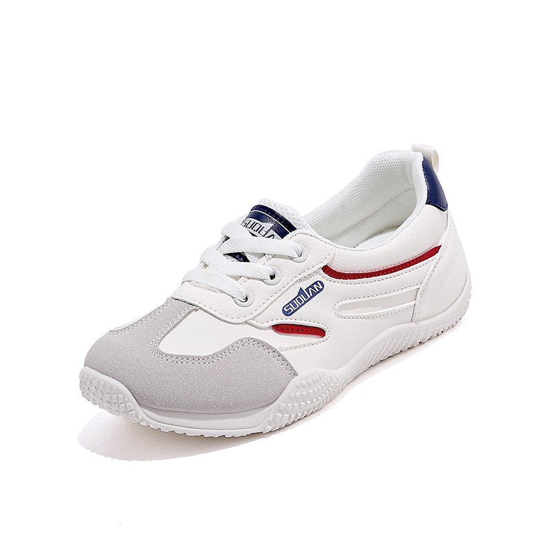 Moteriški kasdieniai sportbačiai su dirbtine PU viršutine, plastiko padas, žemas kulkšnies iškirpimas, raišteliai, apvalus pirštas, PU vidpadis