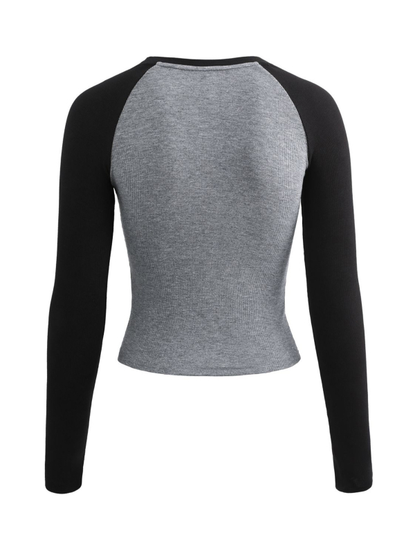 Ženska majica s dugim rukavima od modalnog vlakna s poliestrom, jednobojna, raglan rukavi, spojeni dizajn, slim fit, okrugli izrez, ulični stil