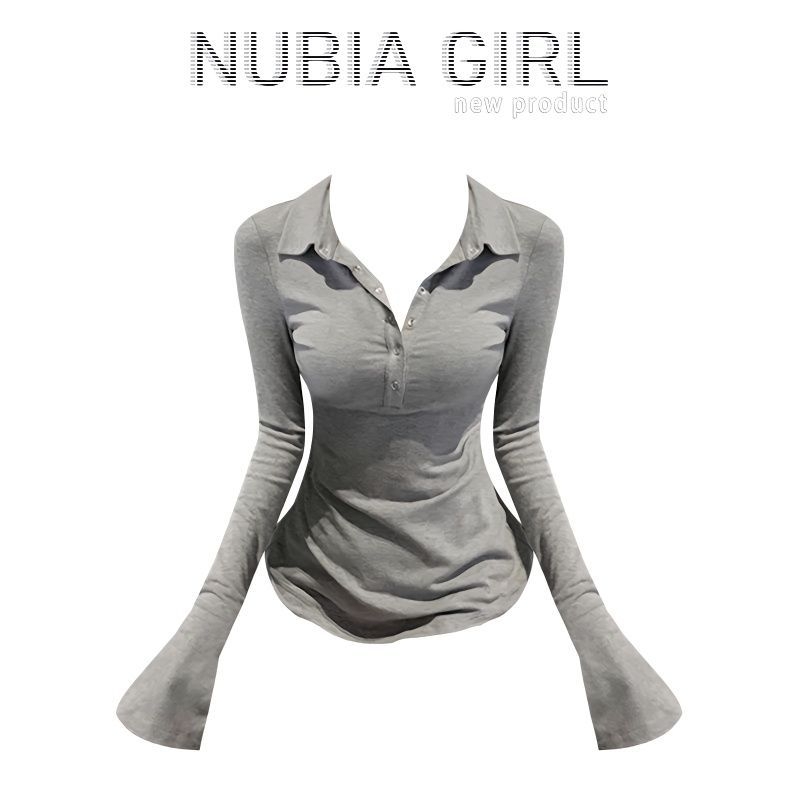 Tricou polo cu mâneci lungi, din țesătură TR, amestec poliester sub 30%, stil franțuzesc retro