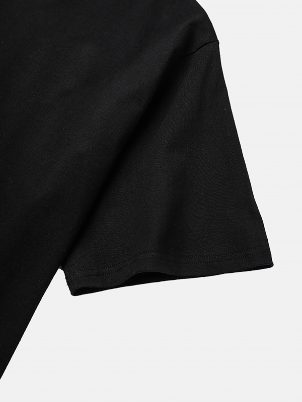 Tricou cu imprimeu litere, mânecă scurtă, guler rotund, poliester 95%+, imprimare prin transfer termic, HOOK ON YOU