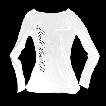 Tricou damă – stil gotic, mâneci lungi, țesătură poliester, model solid, croială lejeră