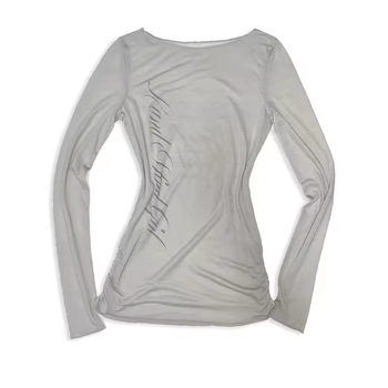 Tricou damă – stil gotic, mâneci lungi, țesătură poliester, model solid, croială lejeră