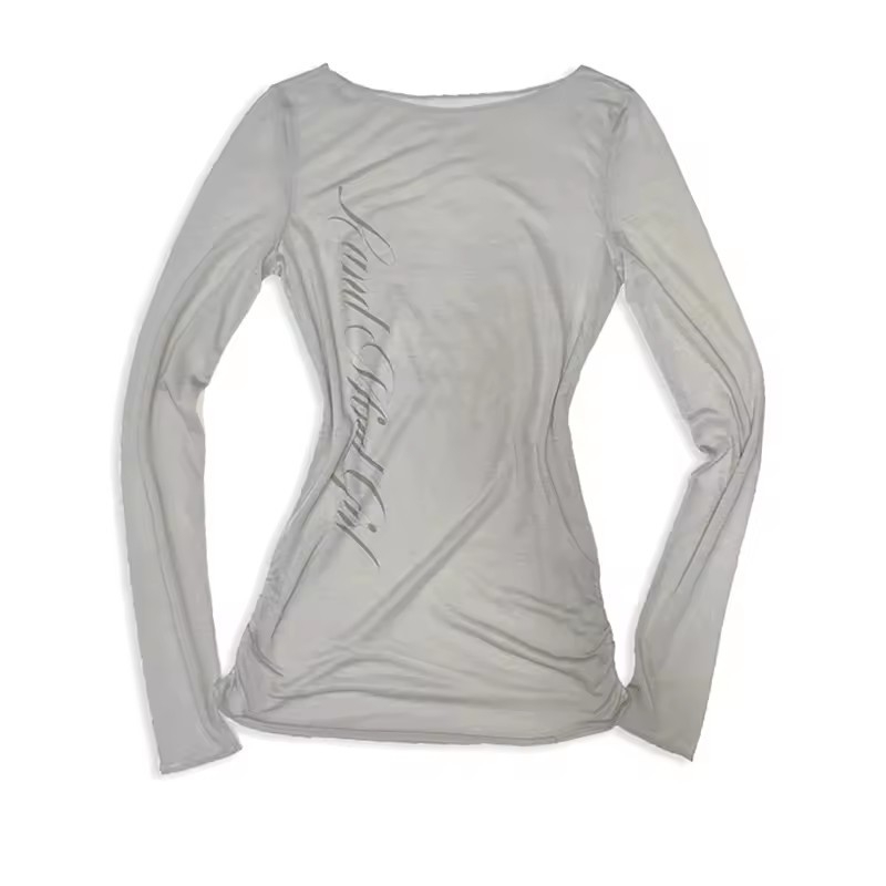 Tricou damă – stil gotic, mâneci lungi, țesătură poliester, model solid, croială lejeră