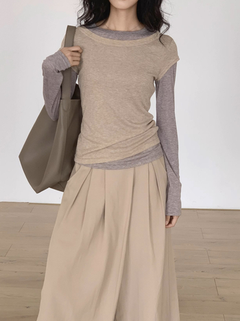 Tricou cu mânecă lungă, amestec din bumbac-poliester, design colaj, guler rotund, lungime standard