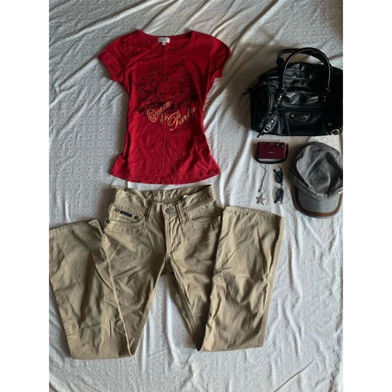 Tricou damă cu mânecă scurtă, în stil american retro, Slim-fit, guler rotund, 90–95% bumbac, primăvara 2025