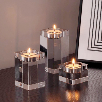 Pielāgots taisnstūra kristāla svečturis ar izgrebētu stiklu; Kang Ru; svečtūris; iepakojums kartons