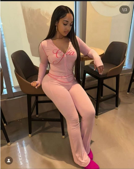 Set casual din două piese pentru femei: hanorac cu fermoar și imprimare cu litere, mâneci lungi, material poliester-spandex (90–95% poliester), iarnă 2024