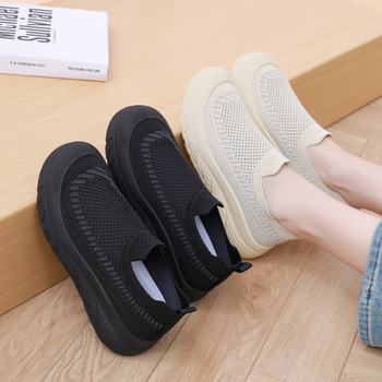 Adidași sport pentru femei, partea superioară din fly-weave mesh respirabil, design slip-on, ușori, talpă din cauciuc, talie joasă