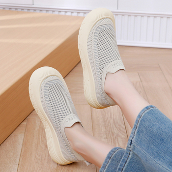 Adidași sport pentru femei, partea superioară din fly-weave mesh respirabil, design slip-on, ușori, talpă din cauciuc, talie joasă