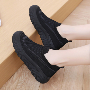 Adidași sport pentru femei, partea superioară din fly-weave mesh respirabil, design slip-on, ușori, talpă din cauciuc, talie joasă