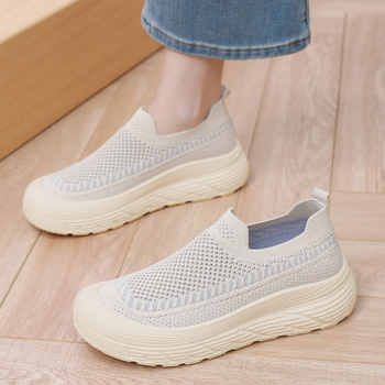 Adidași sport pentru femei, partea superioară din fly-weave mesh respirabil, design slip-on, ușori, talpă din cauciuc, talie joasă