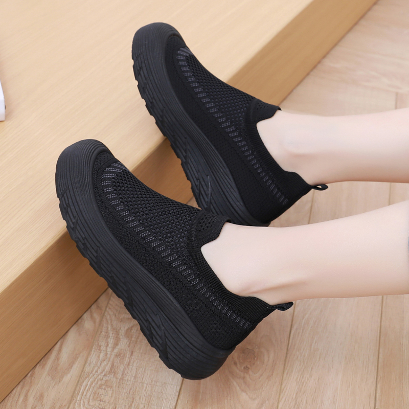 Adidași sport pentru femei, partea superioară din fly-weave mesh respirabil, design slip-on, ușori, talpă din cauciuc, talie joasă